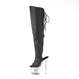 Pleaser SPECTATOR-3019 Bota Alta Plataforma Cuero Metalizado Negro EU-37 / US-7