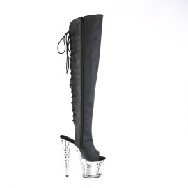 Pleaser SPECTATOR-3019 Bota Alta Plataforma Cuero Metalizado Negro EU-37 / US-7