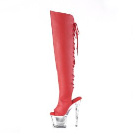 Pleaser SPECTATOR-3019 Bota Alta Plataforma Cuero Sintético Metalizado Rojo EU-37 / US-7