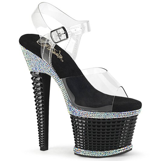 Pleaser SPECTATOR-708RS Sandalia de Tacón Plataforma Metalizado Plata EU-37 / US-7