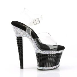 Pleaser SPECTATOR-708RS Sandalia de Tacón Plataforma Metalizado Plata EU-37 / US-7