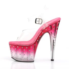 Pleaser STARDUST-708T Sandalia de Tacón Plataforma Transparente Rosa EU-40 / US-10
