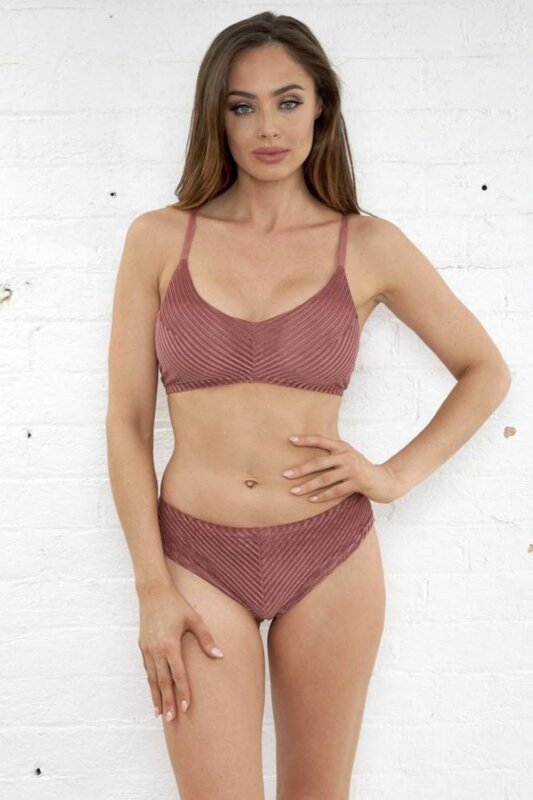 Lunalae Pantalones Cortos Lana Tiro Bajo Rosa Empolvado XL