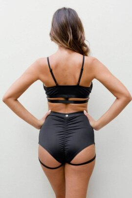 Lunalae Pantalones Cortos Lure You Tiro Alto Negro S