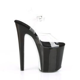 Pleaser XTREME-808CRS Sandalia de Tacón Plataforma Negro Transparente EU-35 / US-5