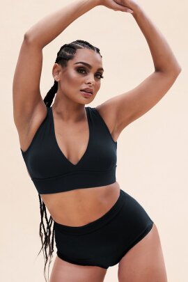 Lunalae Top Courtney V-Neck Negro