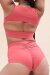 Lunalae Pantalones Cortos Tiro Alto Básico Color Sandía XL