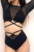Lunalae Pantalones Cortos Tiro Alto Claire Malla Cut Out Negro XL