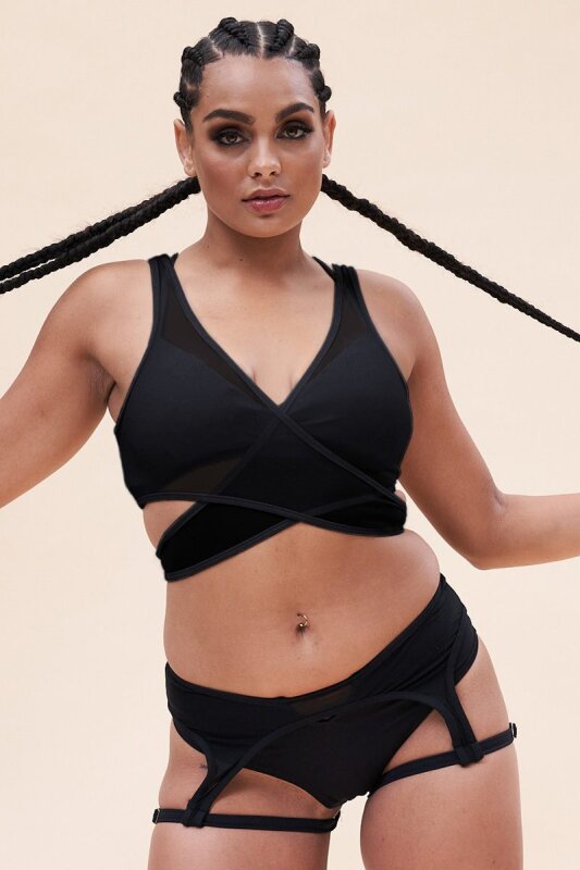 Lunalae Pantalones Cortos Tiro Bajo Cora Negro M