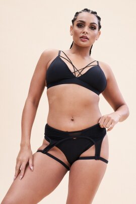 Lunalae Pantalones Cortos Tiro Bajo Cora Negro M