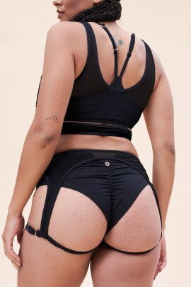 Lunalae Pantalones Cortos Tiro Bajo Cora Negro M