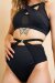 Lunalae Pantalones Cortos Tiro Alto Loretta Malla Cut Out Negro S