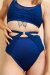 Lunalae Pantalones Cortos Tiro Alto Loretta Malla Cut Out Azul Marino