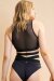 Lunalae Top Naomi Escote Redondo Rojo Cut Out Negro
