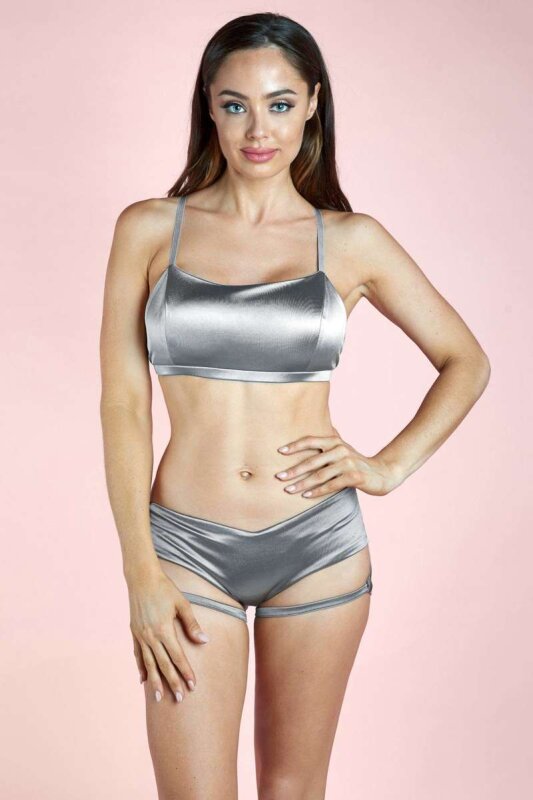 Lunalae Pantalones Cortos Lure You Tiro Bajo Plata XL